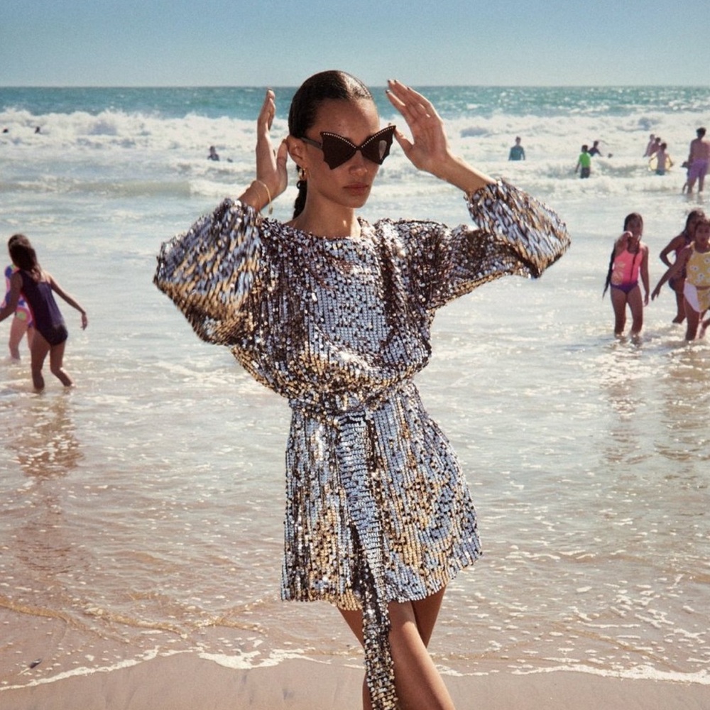 ZARA - Sequin Mini Dress Silver